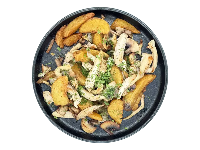 Картофель с курицей и грибами